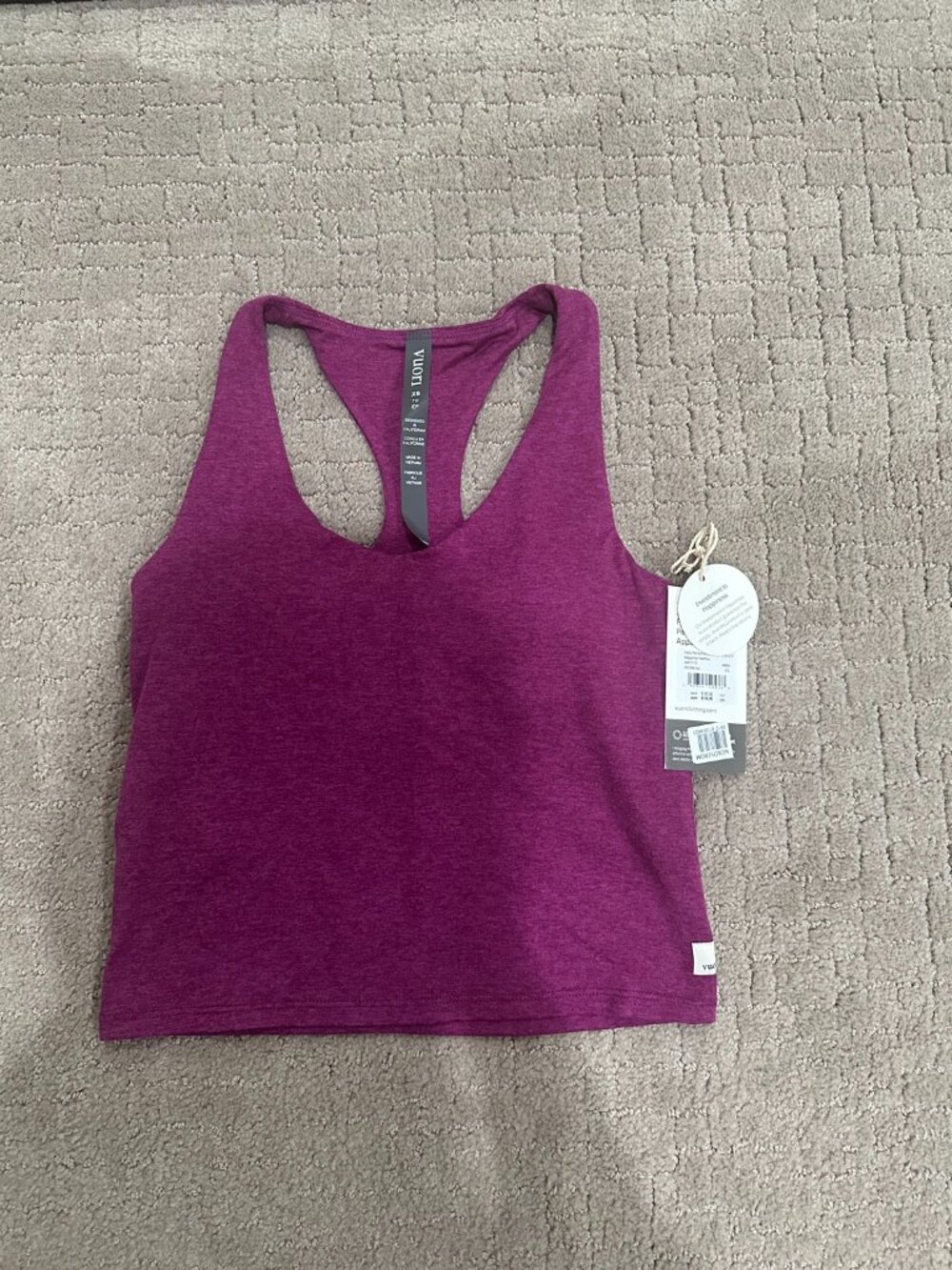 Vuori Women's Halo Performance Crop Tank 2.0 - Magenta Heather, Size XS, NWT